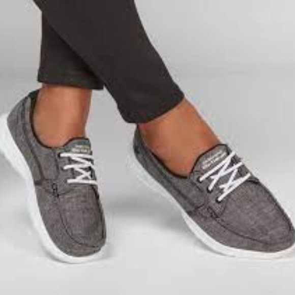 Skechers GOwalk Lite™ Isla Boat Shoes in Black/White - 15433W - Picture 10 of 16